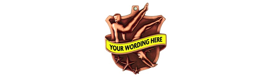 HALO GYMNASTIC MEDAL 55MM WITH CUSTOM TEXT (GOLD/SILVER/BRONZE) 